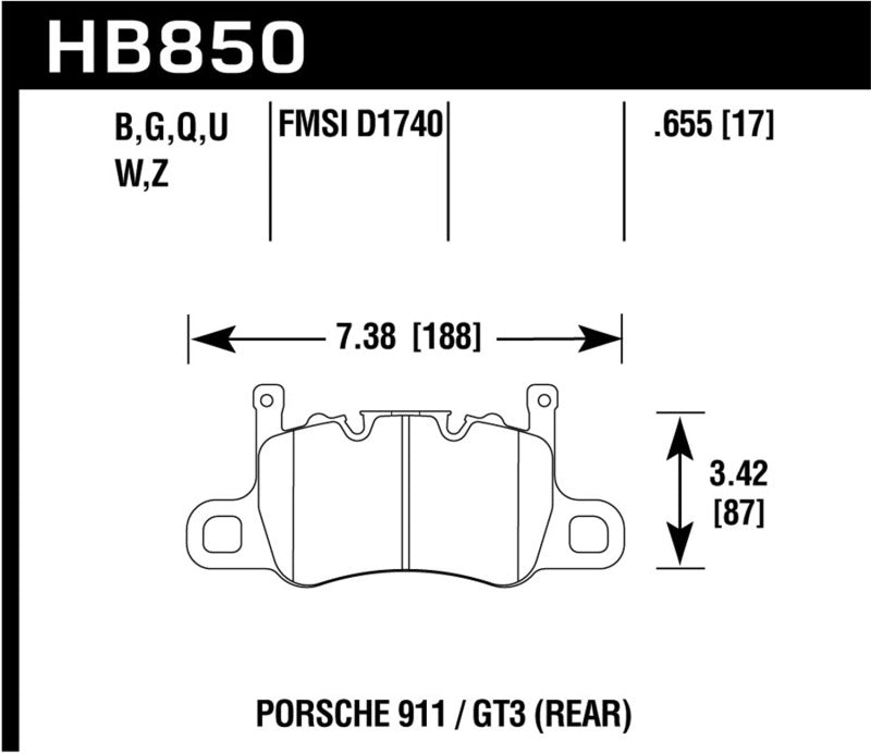 Hawk 2019 Porsche 911 /GT3 DTC-70 Race Rear Brake Pads