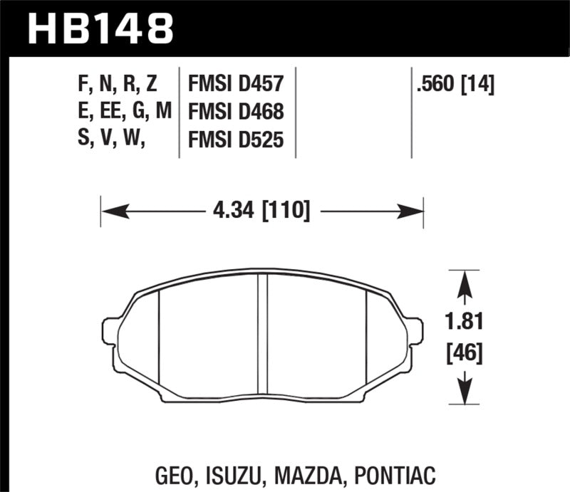 Hawk 89-93 Miata Performance Ceramic Street Front Brake Pads (D525)