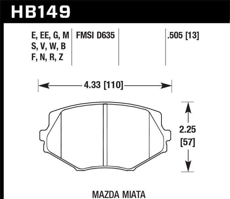 Hawk 94-05 Miata (01-05 Normal Suspension) Blue 9012 Race Front Brake Pads D635