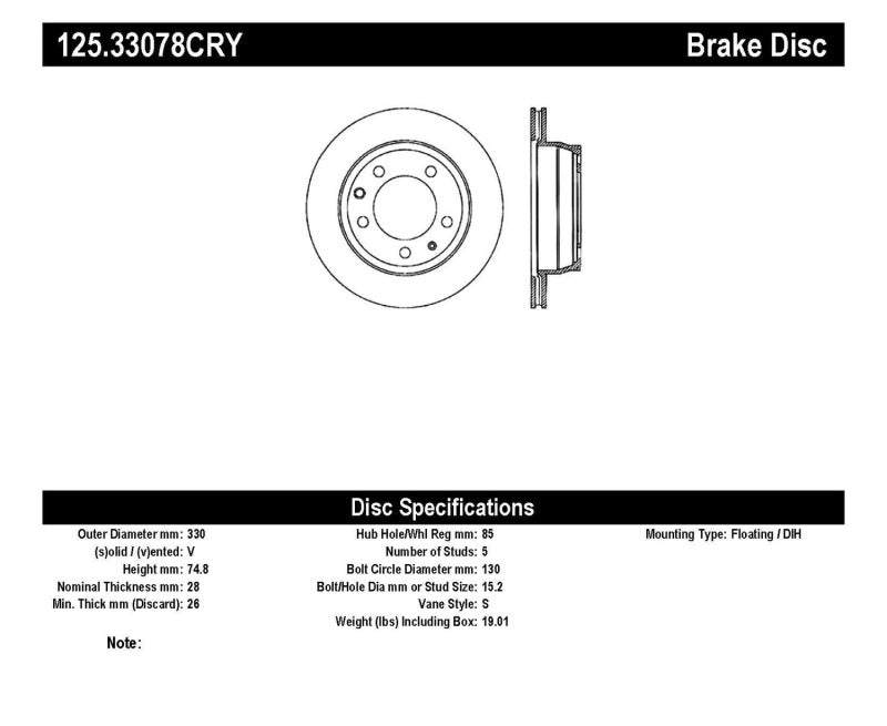 Centric Premium 03-18 Porsche Cayenne Rear CRYO-STOP Rotor