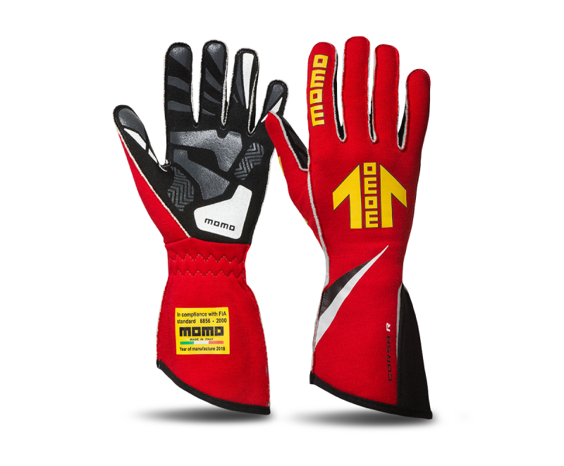 Momo Corsa R Gloves Size 8 (FIA 8856-2000)-Red