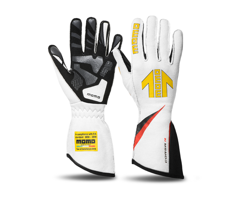 Momo Corsa R Gloves Size 9 (FIA 8856-2000)-White