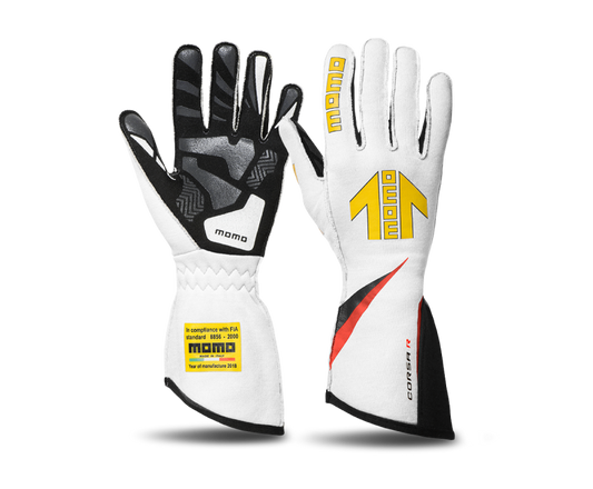 Momo Corsa R Gloves Size 9 (FIA 8856-2000)-White