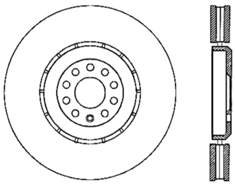 StopTech Power Slot 04-06 Audi TT Quattro / 04 VW Golf R32 Left Front Slotted CRYO Rotor