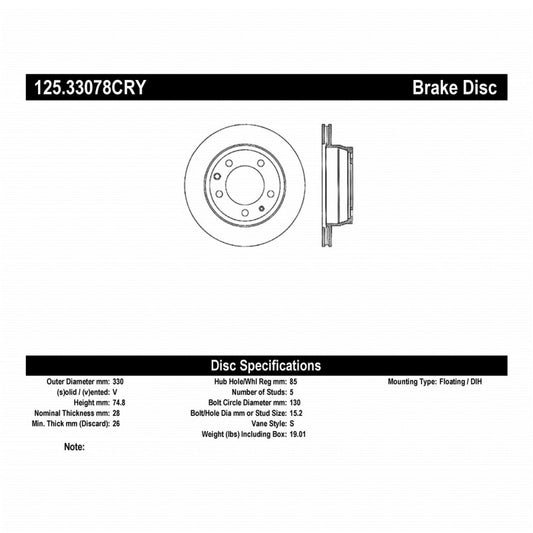 Centric Premium 03-18 Porsche Cayenne Rear CRYO-STOP Rotor