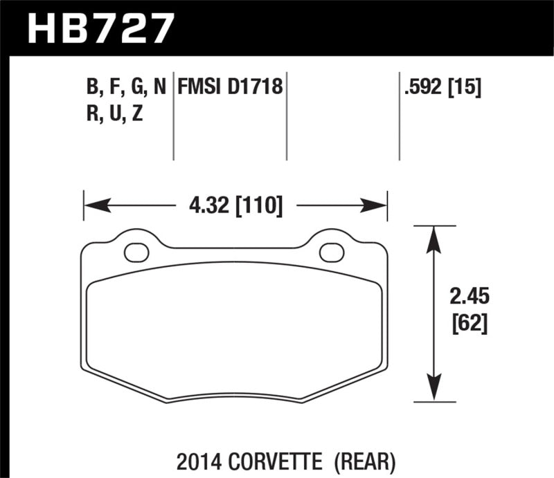 Hawk DTC-80 2015 Chevy Corvette Z06 Rear Race Brake Pads