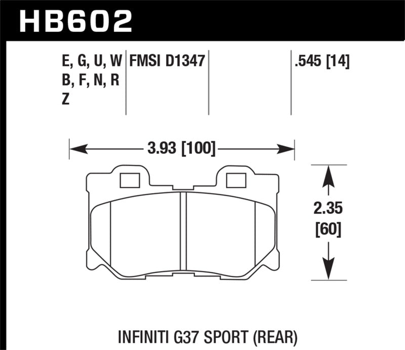 Hawk Infiniti G37 Sport HP+ Street Rear Brake Pads