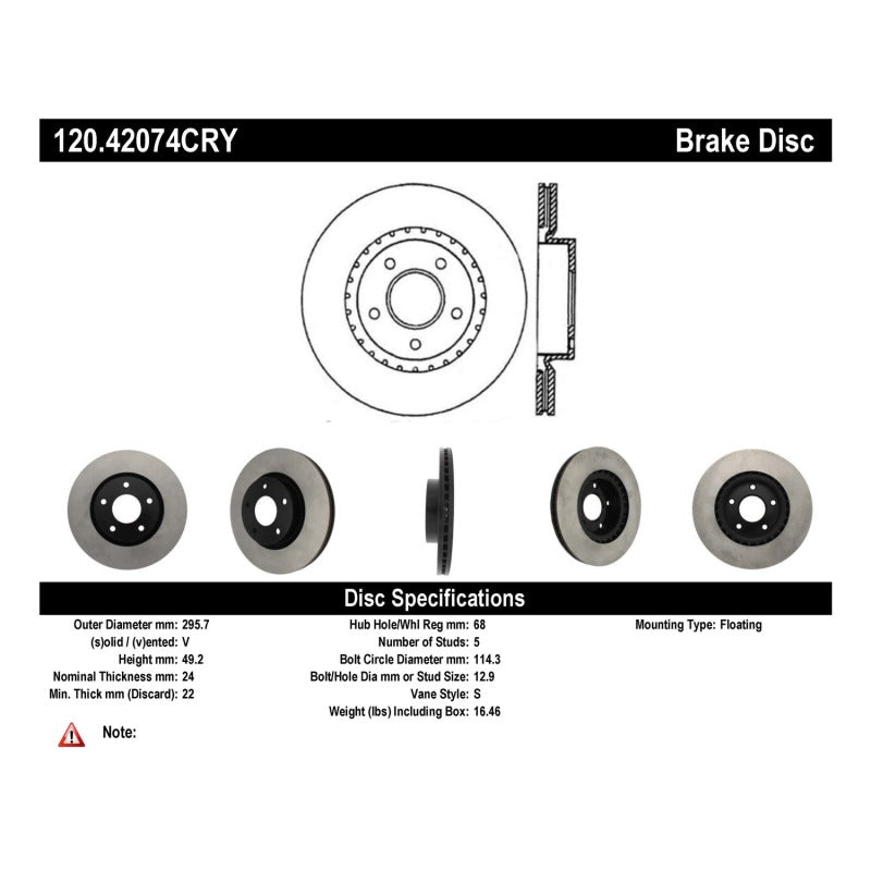 Stoptech 03-05 350Z / 03-04 G35 / 03-05 G35X Front CRYO-STOP Rotor